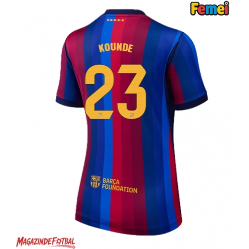 Barcelona Jules Kounde #23 Tricou Fotbal Replică 2026-27 Femei Acasa Barcelona Jules Kounde #23 Tricou Fotbal Replică 2026-27 Femei Acasa